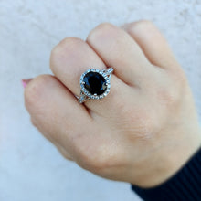 Load image into Gallery viewer, Oval Onyx &amp; Halo with CZ Ring