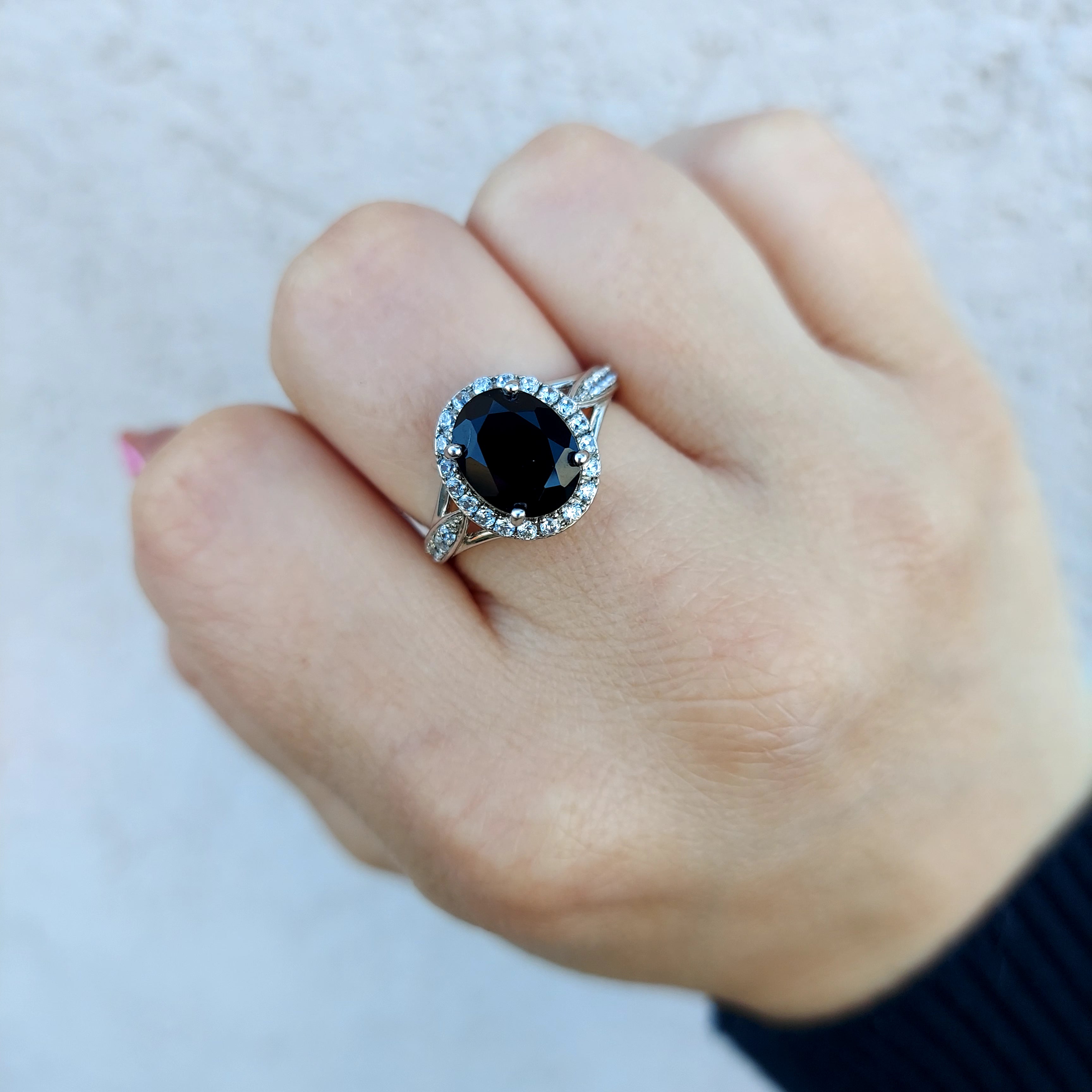 Oval Onyx & Halo with CZ Ring – Marie's Jewelry Store Oval Onyx & Halo with CZ Ring – Marie's Jewelry Store
