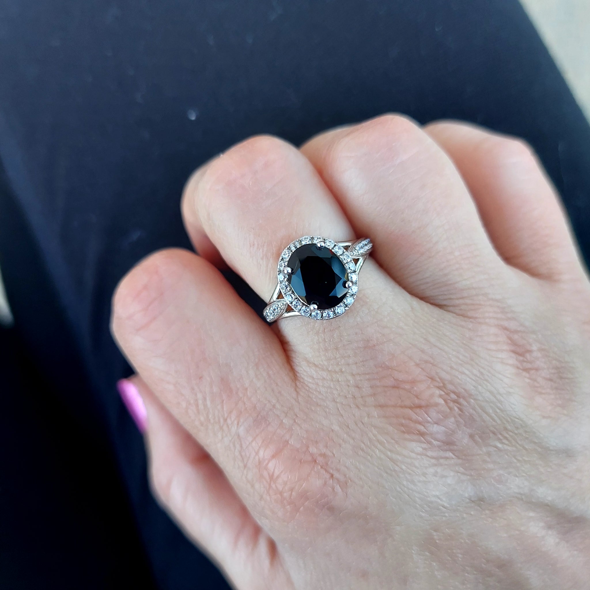 Oval Onyx & Halo with CZ Ring – Marie's Jewelry Store Oval Onyx & Halo with CZ Ring – Marie's Jewelry Store