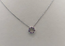 Load image into Gallery viewer, Diamond &amp; Gemstone Petite Circle Necklace - 14K White Gold