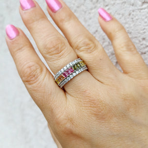 Rainbow Of Color Eternity Ring