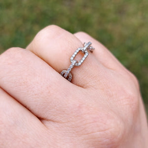Pave Crystal Chain Link Ring