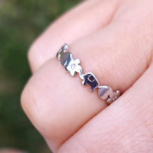 Load image into Gallery viewer, Elephant and Flower Band - Sterling Silver
