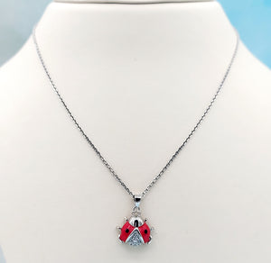 Red Enamel Ladybug on 24" Chain