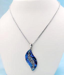 Long Abalone & Floral Necklace - Sterling Silver