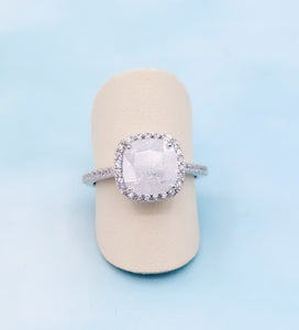 Moonstone & Cubic Zirconia Ring- Sterling Silver