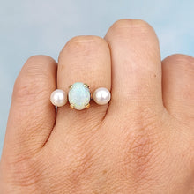 Load image into Gallery viewer, Opal and Pearl Ring - 10K Yellow Gold - Estate