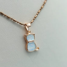 Load image into Gallery viewer, Opal Cat Necklace - Rose Gold Sterling Silver