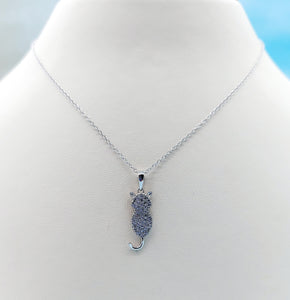 Cat Necklace - CZ & Sterling Silver