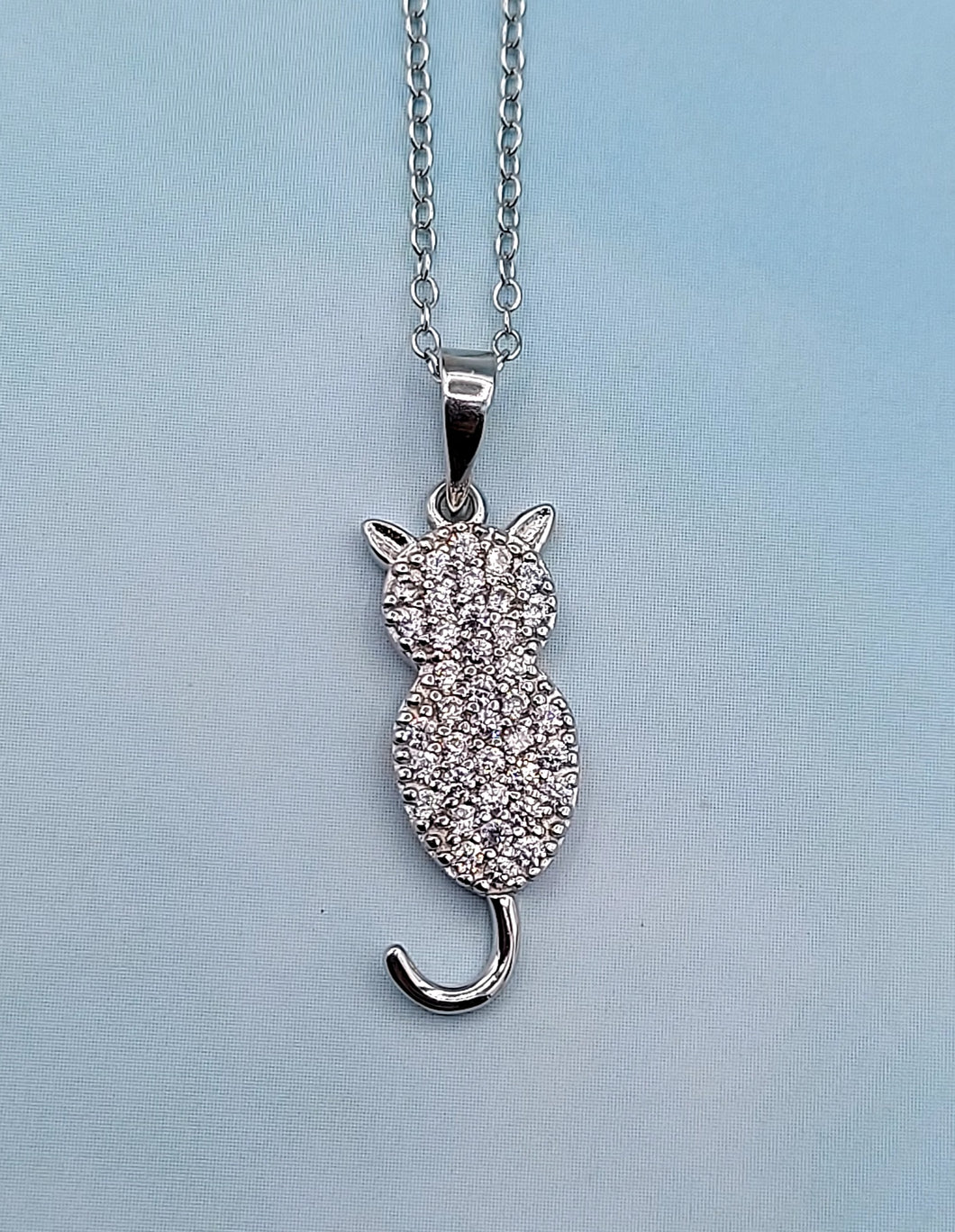 Cat Necklace - CZ & Sterling Silver