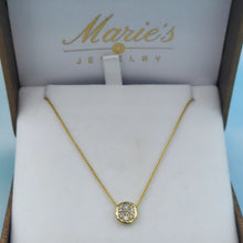 Load image into Gallery viewer, Diamond Circle Pendant &amp; Wheat Chain Necklace - 14K Yellow Gold