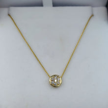 Load image into Gallery viewer, Diamond Circle Pendant &amp; Wheat Chain Necklace - 14K Yellow Gold