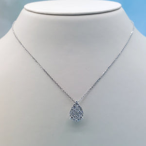 1 Carat Cluster Diamond Necklace - 14K White Gold