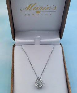 1 Carat Cluster Diamond Necklace - 14K White Gold