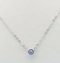 Load image into Gallery viewer, Tiny CZ Bezel Necklace - Sterling Silver