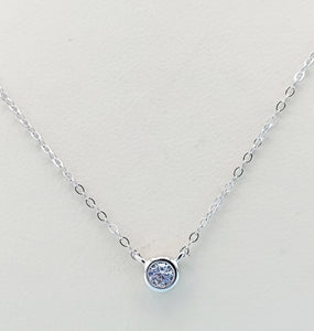 Tiny CZ Bezel Necklace - Sterling Silver