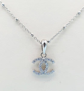 Designer CC Inspired Necklace Sterling Silver