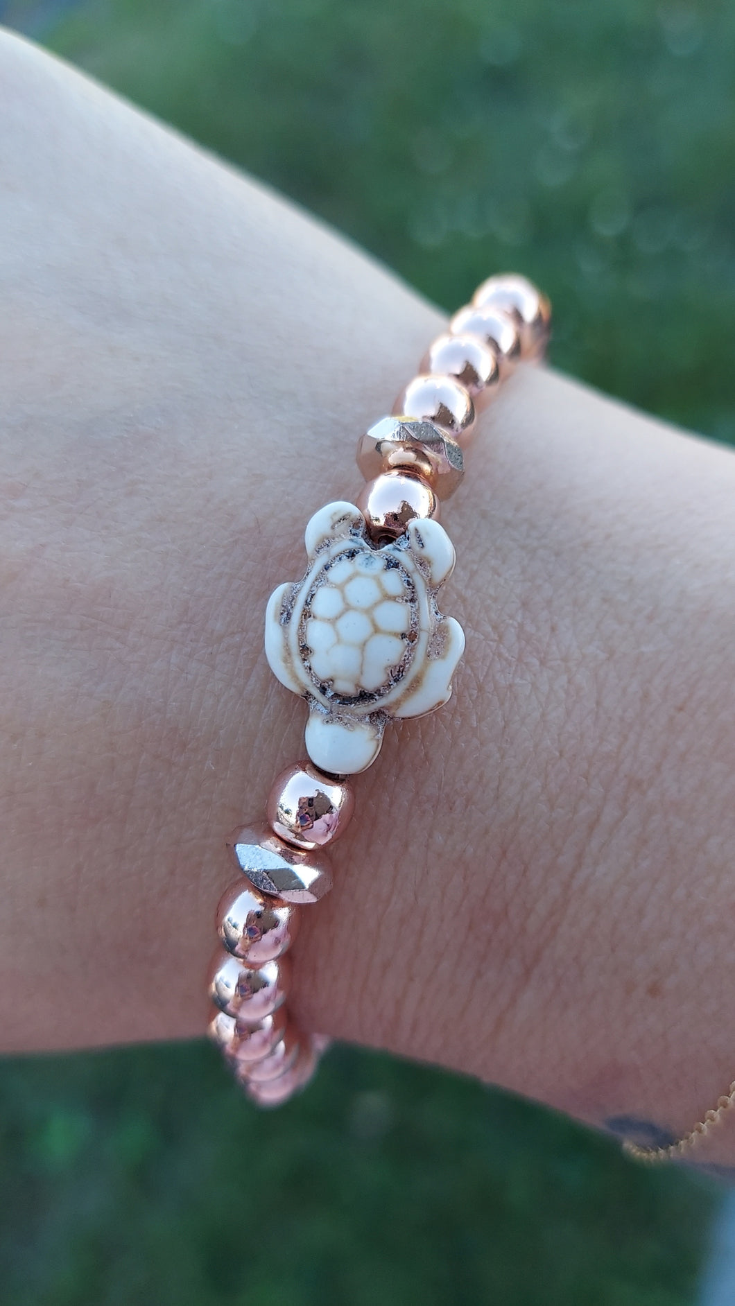 Marie's Exclusive Rose Gold Hematite Sea Turtle Bracelet