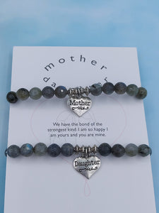 Mother & Daughter Beaded Bracelet with Charm Set