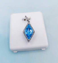 Load image into Gallery viewer, Blue Topaz Diamond Kite Shaped Pendant