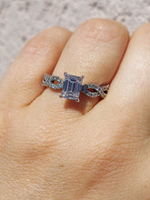 Load image into Gallery viewer, 14K White Gold Emerald Cut Diamond Engagement Ring with Infinity Setting