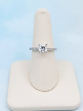 Load image into Gallery viewer, Princess Cut Engagement Ring with Diamond Band - 14K White Gold