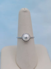 Load image into Gallery viewer, Pearl with Diamond Halo Ring - 14K White Gold