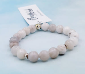 White Agate Beaded Bracelet