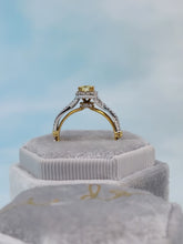 Load image into Gallery viewer, Princess Cut Yellow Diamond Ring - Two Tone - 14K Gold