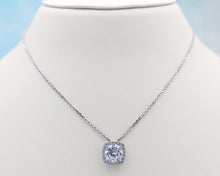 Load image into Gallery viewer, CZ Round Stone &amp; Halo Pendant &amp; Chain - Sterling Silver