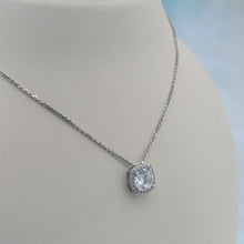 Load image into Gallery viewer, CZ Round Stone &amp; Halo Pendant &amp; Chain - Sterling Silver