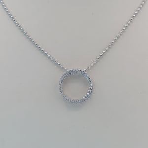 Diamond Circle Popcorn Pendant - Sterling Silver