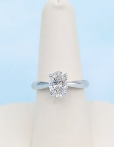 Lab Created 1.26 Carat Oval Diamond Engagement Ring - 14K White Gold