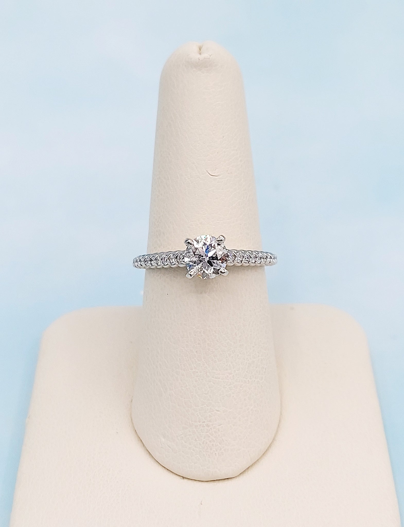 1.08 Carat Round Brilliant Engagement Ring with Diamonds on the Band –  Marie's Jewelry Store