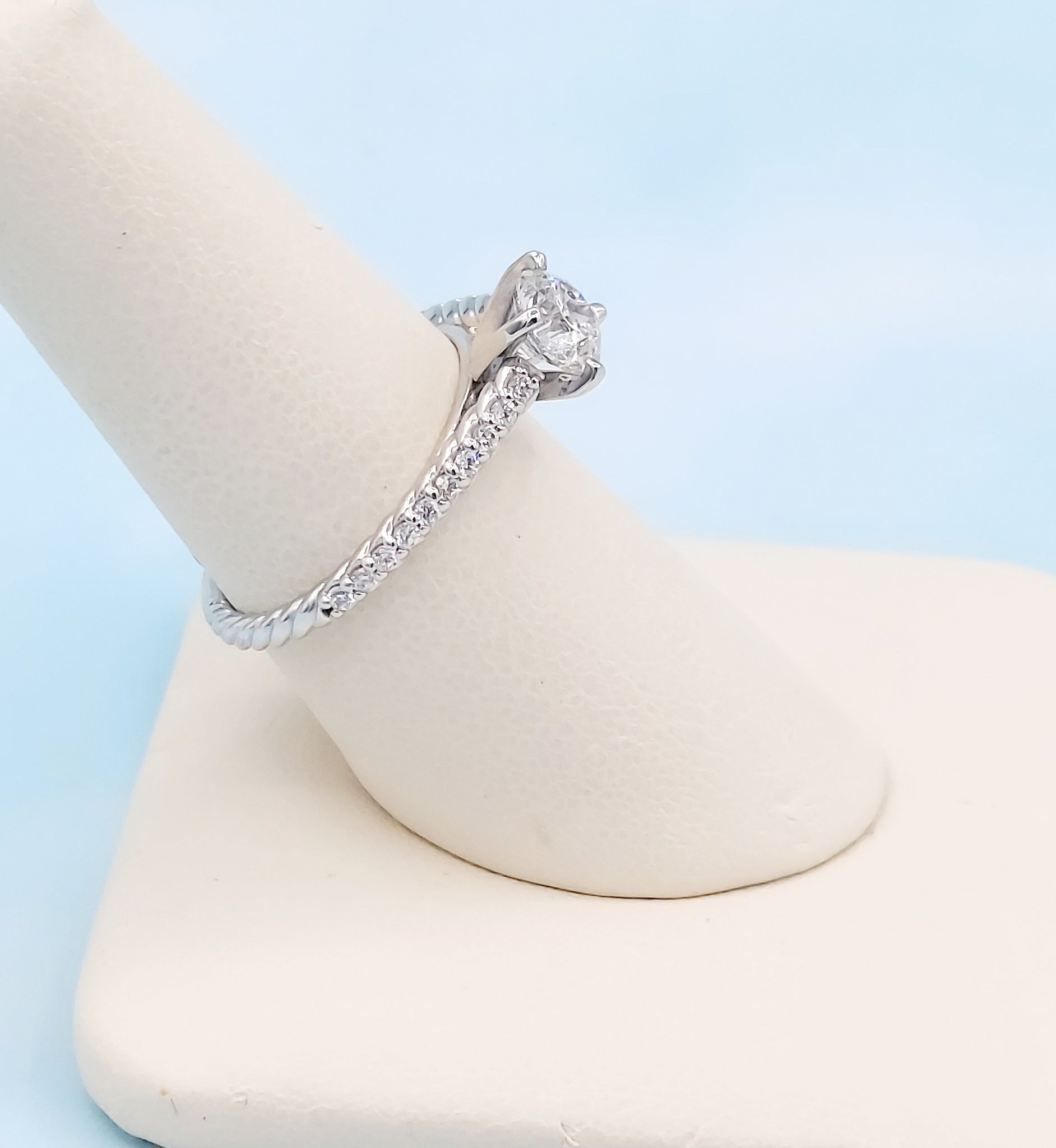 1.08 Carat Round Brilliant Engagement Ring with Diamonds on the Band –  Marie's Jewelry Store