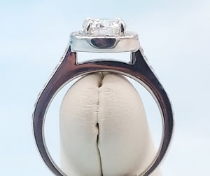 1.57 Carat Round Brilliant Engagement Ring with Diamond Halo & Diamonds on the Band - 14K White Gold