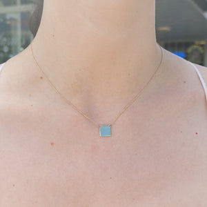 Square Engravable Necklace - 14K Yellow Gold