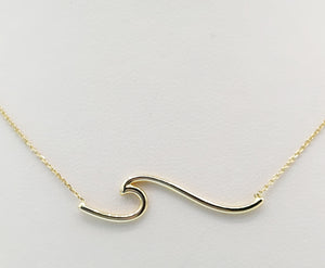 Plain Wave Necklace - 14K Yellow Gold