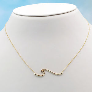 Plain Wave Necklace - 14K Yellow Gold