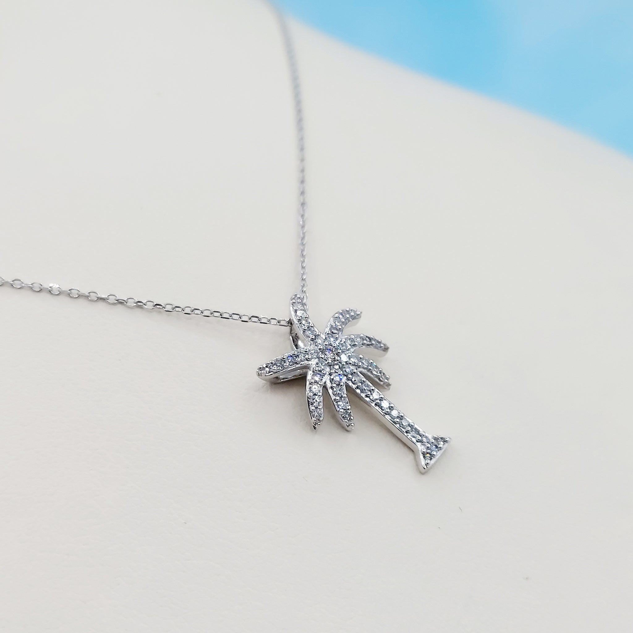 Diamond Palm Tree Pendant Necklace 1/5ctw | REEDS Jewelers