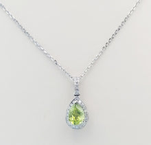 Load image into Gallery viewer, Peridot Diamond Necklace - 14K White Gold