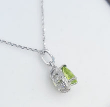 Load image into Gallery viewer, Peridot Diamond Necklace - 14K White Gold