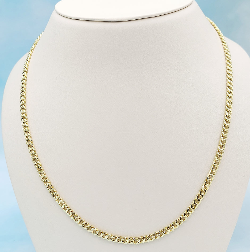 Semi-Solid Gold Curb Chain - 14K Yellow Gold