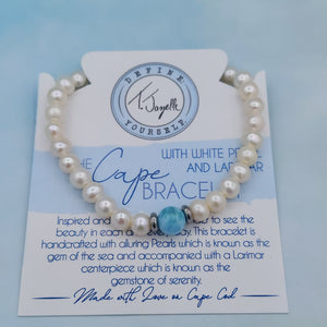 Pearl with Larimar Ball Bracelet - TJazelle Cape Bracelet