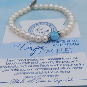 Pearl with Larimar Ball Bracelet - TJazelle Cape Bracelet