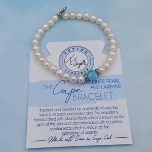 Pearl with Larimar Ball Bracelet - TJazelle Cape Bracelet