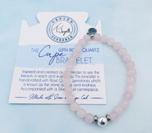 Load image into Gallery viewer, Rose Quartz with Silver Steel Ball- TJazelle Cape Bracelet Reverse