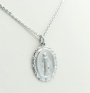 Mother Mary Filigree Pendant & Chain - Sterling Silver