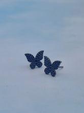 Load image into Gallery viewer, Black CZ Butterfly Stud Earrings