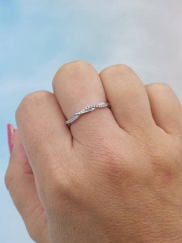 CZ Braided Twist Band - Sterling Silver